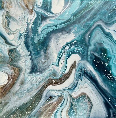 Turning Tides - original artwork by Kasia Michalska - abstract acrylic painting stretched and ready to hang. Each painting is one-of-a-kind due to the process of fluid art.

Turning Tides was created using the process of fluid art. The layering of paints and chemical interactions create a one-of-a-kind piece that cannot be recreated.

MATERIALS 
The following materials were used to create this one-of-a-kind piece:
 - Deep edged canvas with sturdy internal wood frame
- Coated with quality varnish and UV protection 
- Ready to hang with D-rings, included
 - Artwork is signed by the artist
 - Certificate of authenticity provided

‘In situ’ photos have been included to help imagine the artwork in your home. The photos were created using the Canvy app, they may not be perfectly to scale. Please read the measurements to ensure it fits your spot.