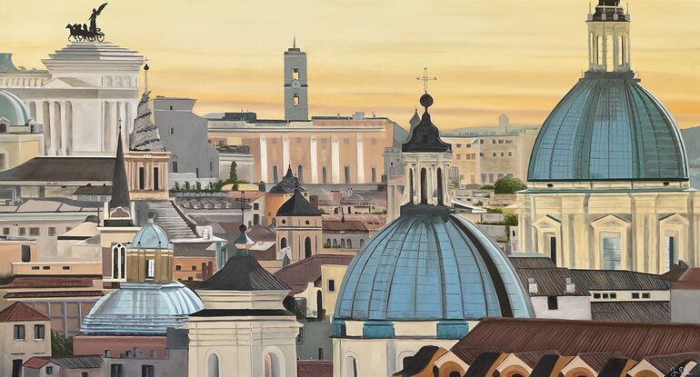 Rome Cityscape of rooftop 