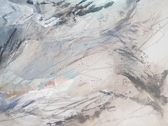 A large abstract landscape of Mt Kosciuszko of Kosciuszko National park in mixed media.