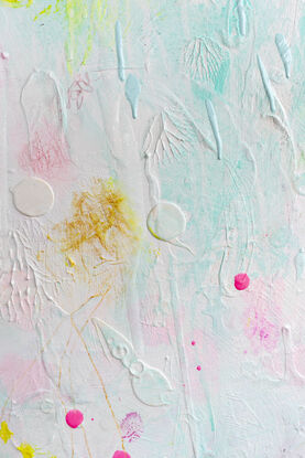 ocean themed soft blue textured painting with subtle pinks and yellows softly featured