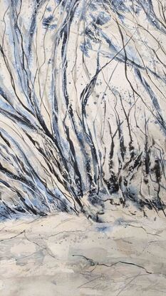 A large abstract landscape of the Victorian Alpine trees with snow, snowy landscape