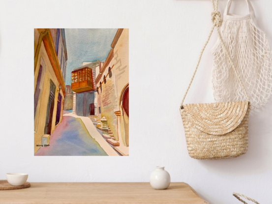 artwork showing a quiet street
