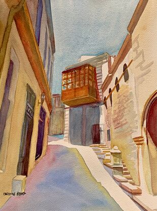 artwork showing a quiet street
