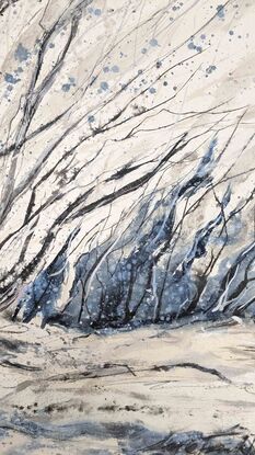 A large abstract landscape of the Victorian Alpine trees with snow, snowy landscape