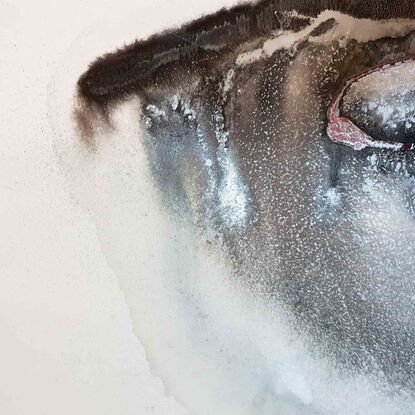 a large abstract of lava and black rock in Iceland. Molten magma. Black, white, red and silver