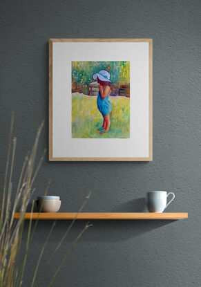 artwork image of a young girl standing alone lost in thought
