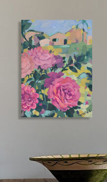 Beautiful roses on a house background