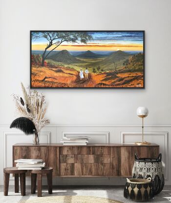 Two children holding hands on the Australian Outback trail home