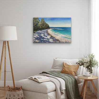 Turquoise bay coastal water view beach waves 