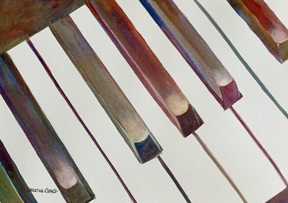 artwork image of a close up of a piano keyboard