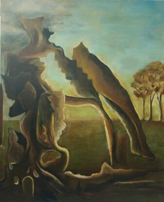 Dali inspired brown and green landscape