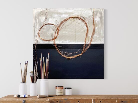 Black and white with copper wire