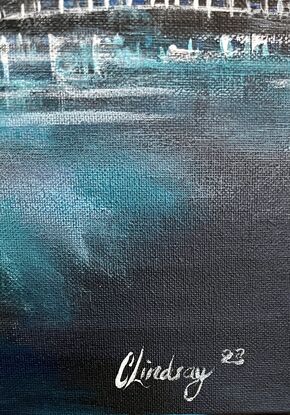 The canvas has deep sides and painted blue to suit gallery wrapped ,it is a double thick Unbleached cotton canvas 
Acid free , kiln dried 30 x36 Bars and triple coated with universal primer 
This wonderful Seascape/Cloudscape Moonlit painting consists of cool blue ,white high flow Acrylic Deep ocean green , warm blue and cool yellow with sone Unbleached white and black 
I painted this from a photo taken @ the pier in Corinella Vic 
It is varnished for easy cleaning and ready to hang with A Certificate Of Authenticity and safely packed for delivery to you home 