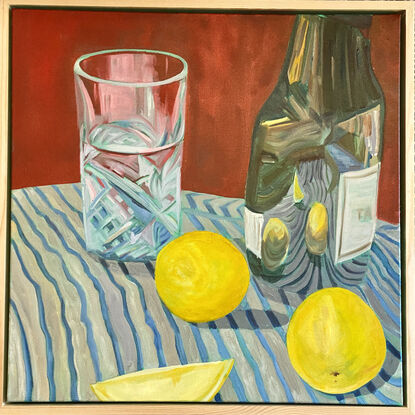 Champagne, reflection, lemons, Taittinger, Stripes