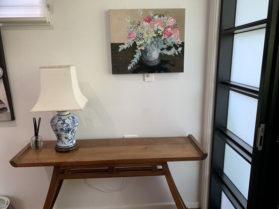 Australian native flowers in a silver vase