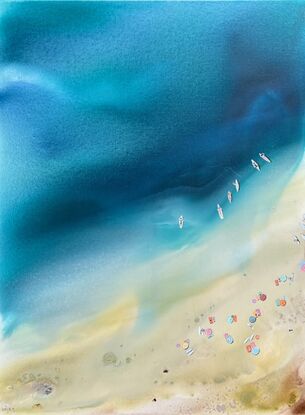 'Last summer' - original artwork by Kasia Michalska - abstract acrylic painting stretched and ready to hang. Each painting is one-of-a-kind due to the process of fluid art.

'Last Summer' was created using the process of fluid art. The layering of paints and chemical interactions create a one-of-a-kind piece that cannot be recreated.

MATERIALS 
The following materials were used to create this one-of-a-kind piece:
 - Deep edged canvas with sturdy internal wood frame
- Coated with quality varnish and UV protection 
- Ready to hang with D-rings, included
 - Artwork is signed by the artist
 - Certificate of authenticity provided

‘In situ’ photos have been included to help imagine the artwork in your home. The photos were created using the Canvy app, they may not be perfectly to scale. Please read the measurements to ensure it fits your spot.