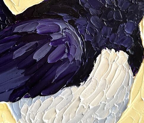 A cute little Willie Wagtail painted in textured oil paints.