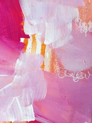 Original abstract artwork in white, orange and pink colours 