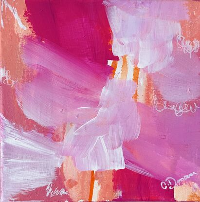 Original abstract artwork in white, orange and pink colours 