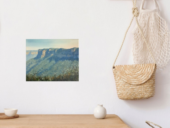 Wall art mountain shadows trees valley