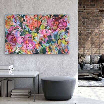 Brilliantly colored abstract floral