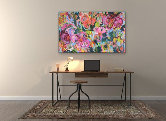 Brilliantly colored abstract floral