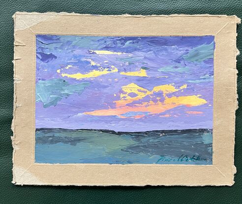 Thick paint, gold, flash, clouds, ocean, sunset, night,