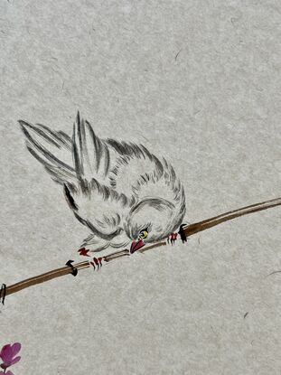 White bird on bamboo 