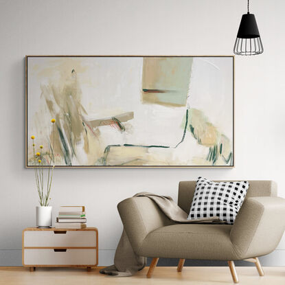 subtle warm neutral tones of beige and white, sage, olive and light greens, mixed with apricot and a hint of red to pop!