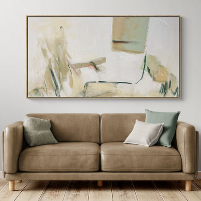 subtle warm neutral tones of beige and white, sage, olive and light greens, mixed with apricot and a hint of red to pop!