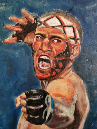 UFC Fighter Alex Perreira, Original Oil Painting, Contemporary, Expressionism