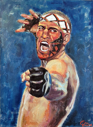 UFC Fighter Alex Perreira, Original Oil Painting, Contemporary, Expressionism