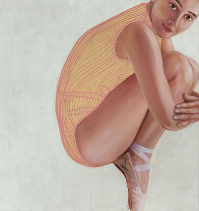 This reproduction of a painting showing a ballerina on pointe shoes. 