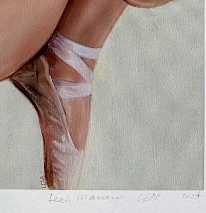 This reproduction of a painting showing a ballerina on pointe shoes. 