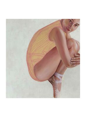 This reproduction of a painting showing a ballerina on pointe shoes. 