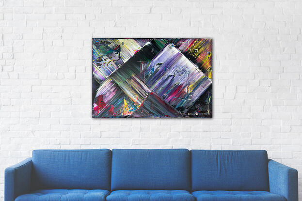 Original PMS Large Abstract Acrylic Painting On Thin Canvas - 36" x 24"
