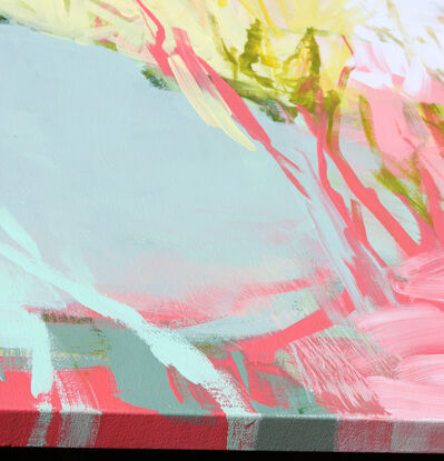 Yellow pink and green expressive brushstrokes depicting the energy of flora