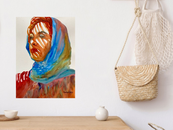 image of woman with a head scarf

