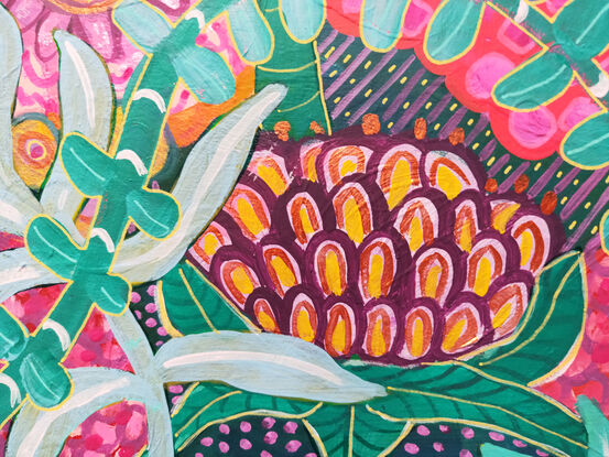 Brightly coloured images of plants, flowers and patterns , relating to nature.