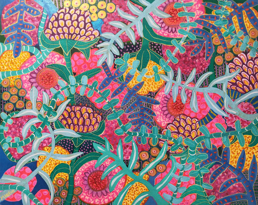 Brightly coloured images of plants, flowers and patterns , relating to nature.