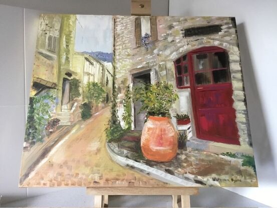 French village street scene