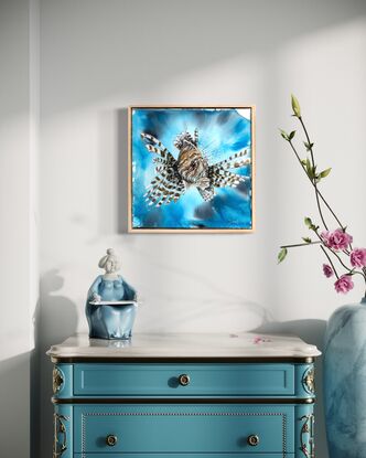 Portrait of a Lionfish with abstract background 