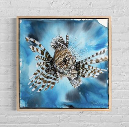 Portrait of a Lionfish with abstract background 