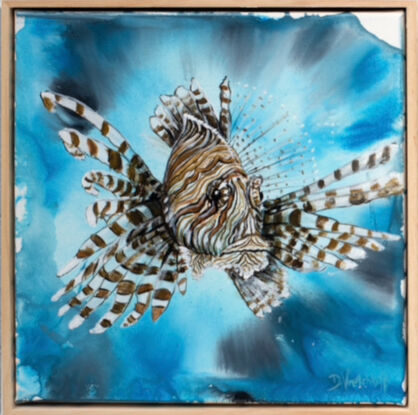 Portrait of a Lionfish with abstract background 