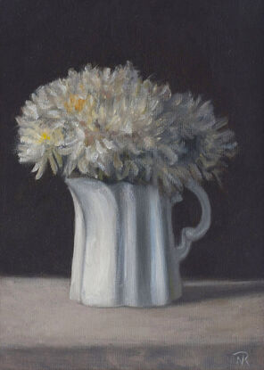 Optimism, A botanical still life oil painting of an Australian Wattle.  Painted by Australian artist Nicole Reed