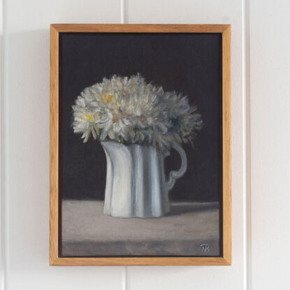 Optimism, A botanical still life oil painting of an Australian Wattle.  Painted by Australian artist Nicole Reed