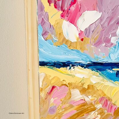 Original abstract artwork in white, orange and pink colours 