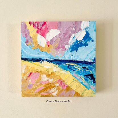 Original abstract artwork in white, orange and pink colours 