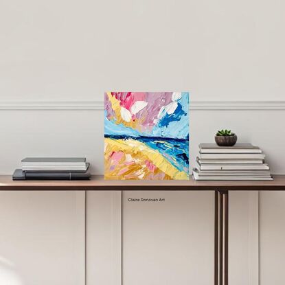 Original abstract artwork in white, orange and pink colours 