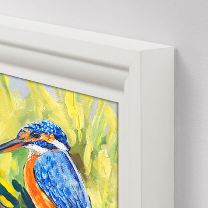 The common kingfisher in Mangrove forest – original painting by Irina Redine. Australian bird and flowers artwork framed and ready to hang, gift idea